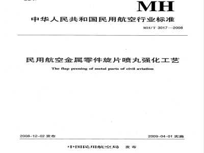 MH/T 3017-2008 民用航空金属零件旋片喷丸