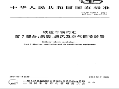 GB/T 4549.7-1984 铁路车辆名词术语 采暖,通风及空气调节装置
