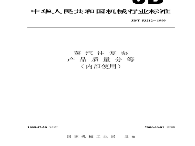 JB/T 53212-1999 Steam reciprocating pump product quality classification
