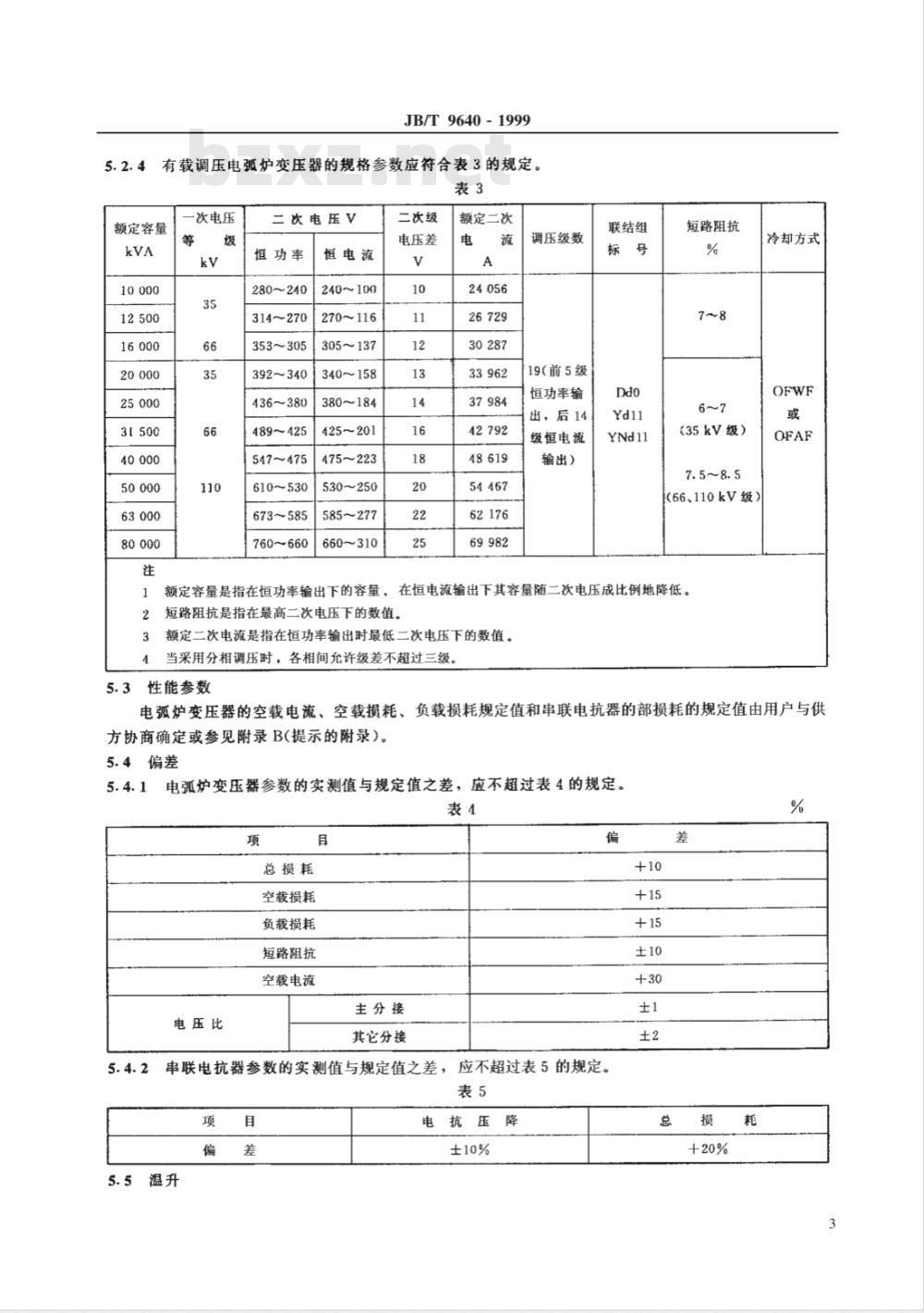 JB/T 9640-1999 电弧炉 变压器 JB/T 9640-1999 电弧炉 变压器