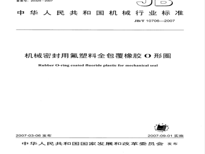 JB/T 10706-2007 机械密封用氟塑料全包覆橡胶Ｏ形圈