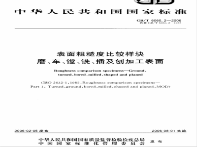 GB/T 6060.2-2006 表面粗糙度比较样块 磨、车、镗、铣、插及刨加工表面