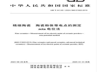 GB/T 44149-2024精细陶瓷 陶瓷粉体等电点的测定 zeta电位法 