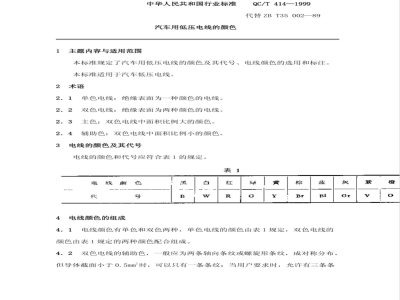 QC/T 414-1999 汽车用低压电线的颜色