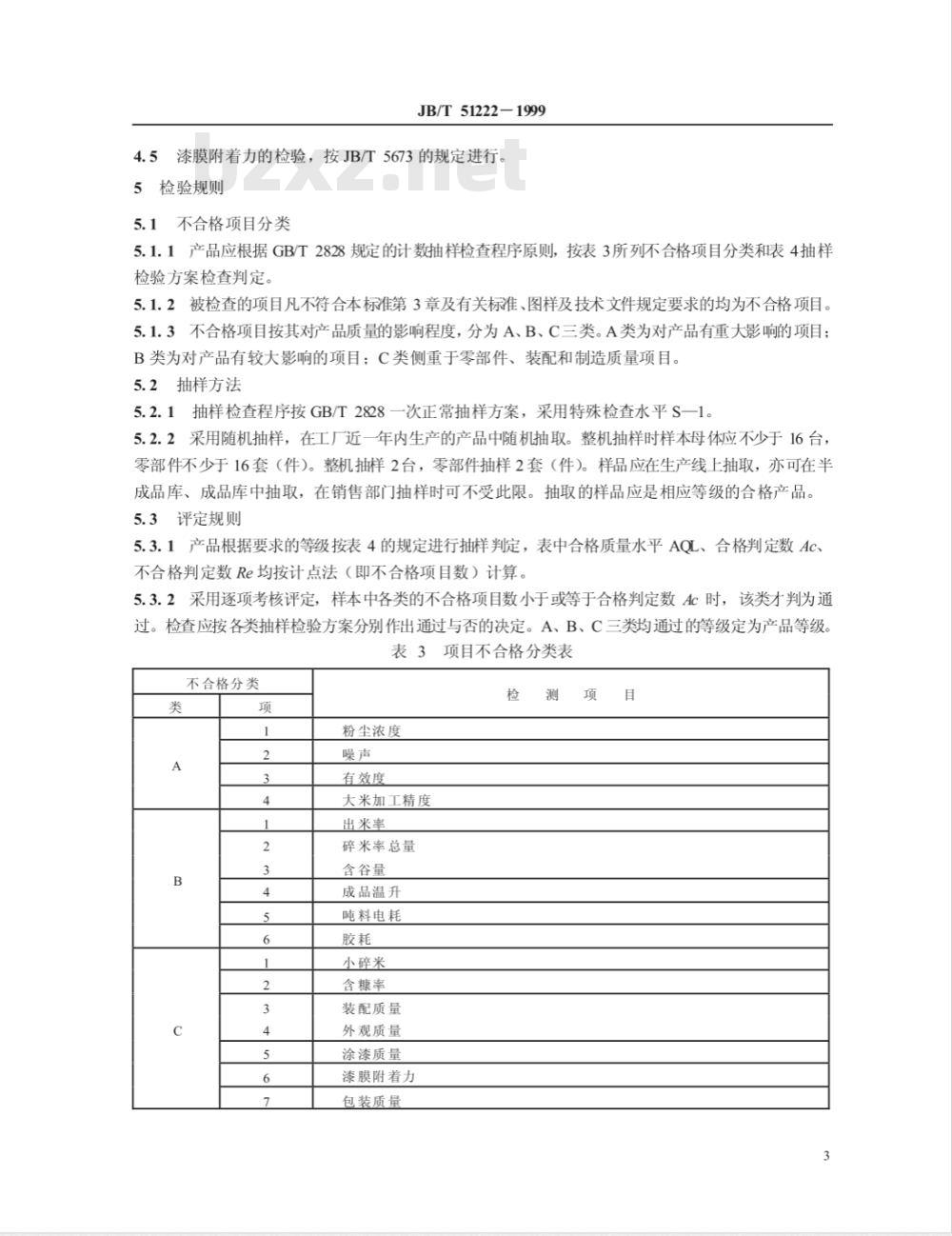 JB/T 51222-1999 砻碾组合米机 产品质量分等 JB/T 51222-1999 砻碾组合米机 产品质量分等
