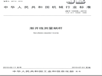 JB/T 10008-2010 渐开线测量蜗杆