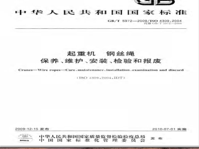 GB/T 5972-2009  起重机 钢丝绳 保养、维护、安装、检验和报废