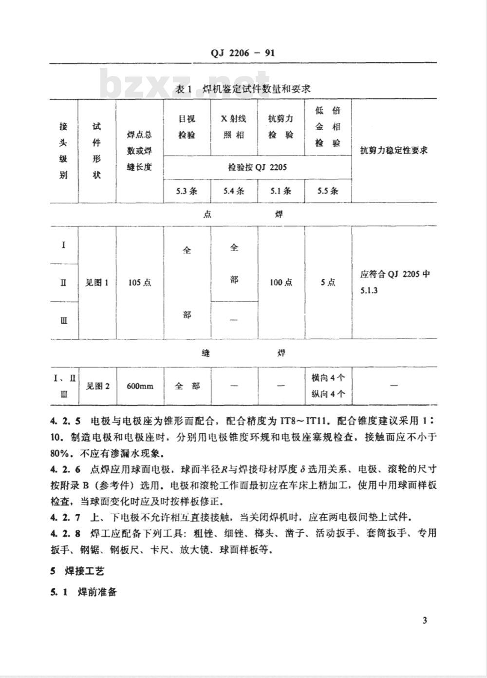 QJ 2206-1991 铝合金电阻点 缝焊工艺