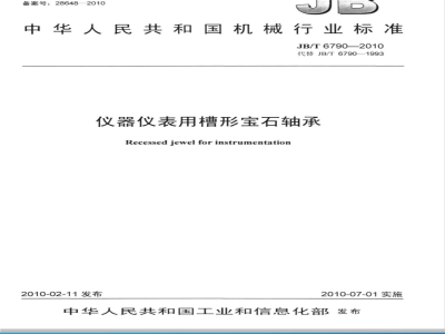 JB/T 6790-2010 仪器仪表用槽形宝石轴承