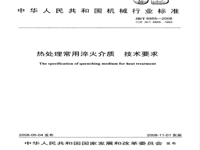 JB/T 6955-2008 热处理常用淬火介质 技术要求