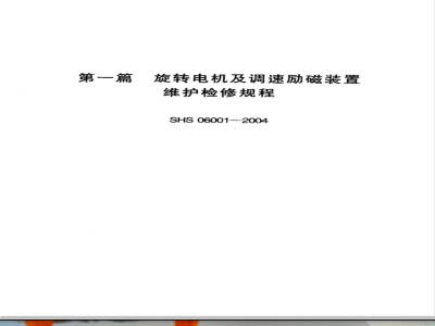 SHS 06001-2004 旋转电机及调速励磁装置维护检修规程