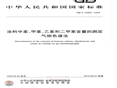 GB/T 23990-2009  涂料中苯、甲苯、乙苯和二甲苯含量的测定 气相色谱法
