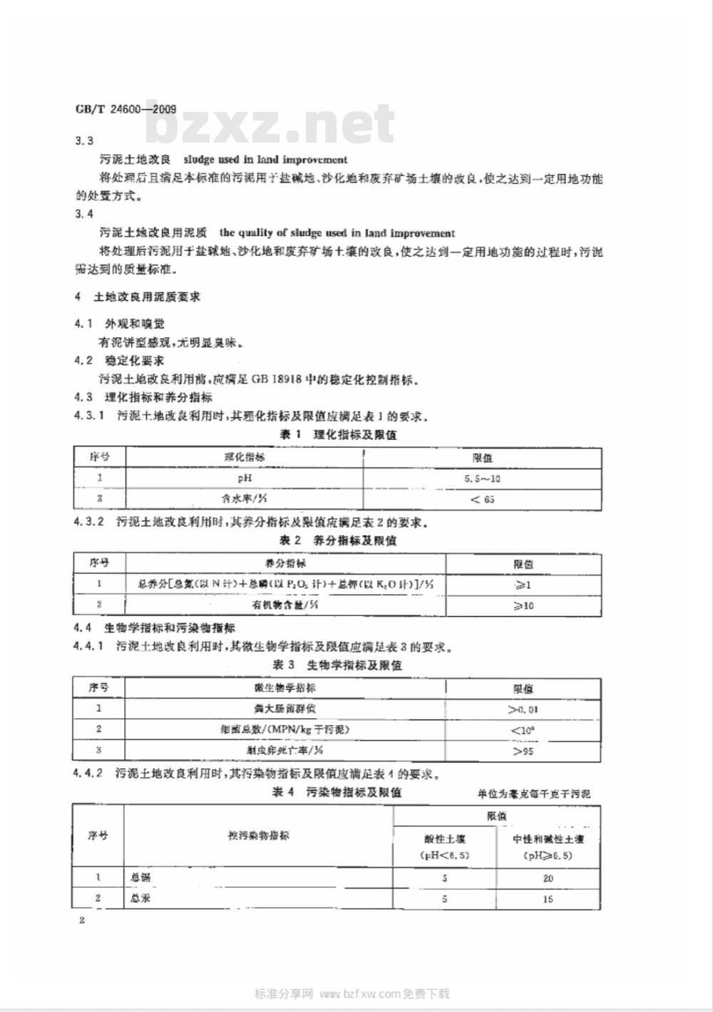 GB/T 24600-2009 城镇污水处理厂污泥处置 土地改良用泥质 GB/T 24600-2009 城镇污水处理厂污泥处置 土地改良用泥质