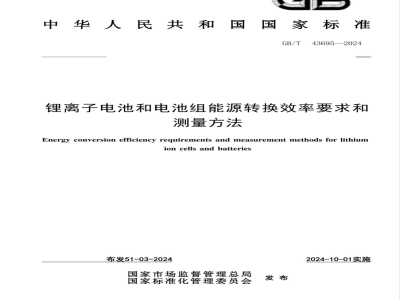GB/T 43695-2024锂离子电池和电池组能源转换效率要求和测量方法 