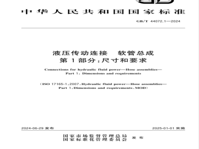 GB/T 44072.1-2024液压传动连接 软管总成 第1部分: 尺寸和要求 