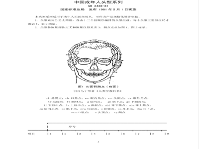 GB 2428-1981 中国成年人头型系列