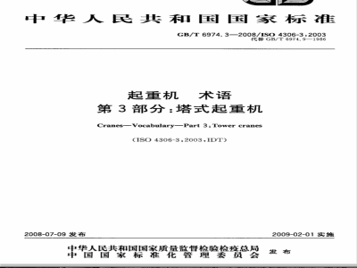 GB/T 6974.3-2008 起重机 术语 第3部分：塔式起重机