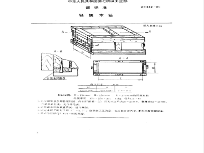 QJ 632-1981 机械产品包装箱 轻便木箱