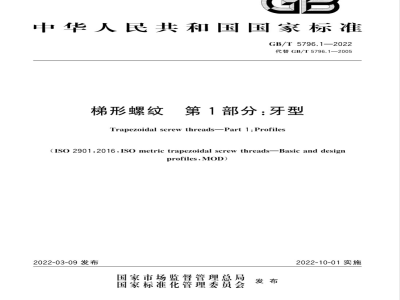 GB/T 5796.1-2022梯形螺纹 第1部分：牙型 