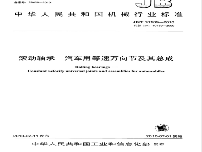 JB/T 10189-2010 滚动轴承 汽车用等速万向节及其总成