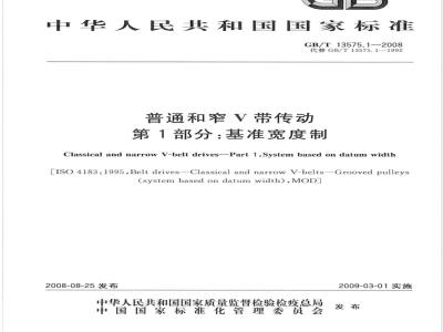 GB/T 13575.1-2008 普通和窄V带传动 第1部分：基准宽度制