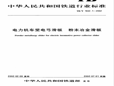 TB/T 1842.1-2002/XG1-2008 《电力机车受电弓滑板 粉末冶金滑板》第1号修改单