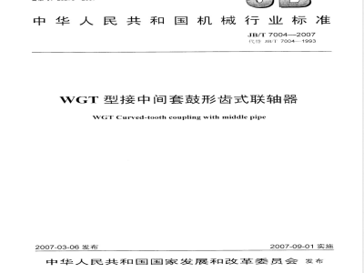 JB/T 7004-2007 WGT型接中间套鼓形齿式联轴器