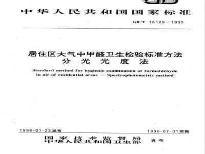 GB/T 16129-1995 居住区大气中甲醛卫生检验标准方法 分光光度法