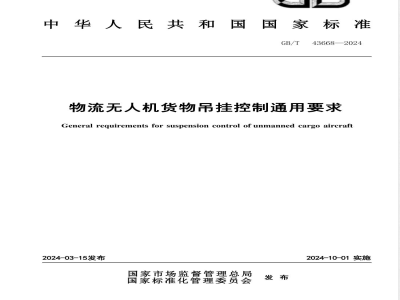 GB/T 43668-2024物流无人机货物吊挂控制通用要求 