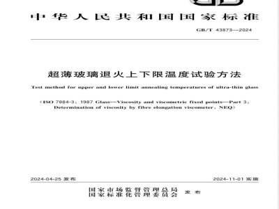 GB/T 43873-2024超薄玻璃退火上下限温度试验方法 
