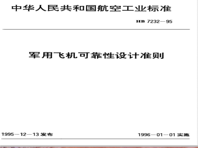 HB 7232-1995 军用飞机可靠性设计准则