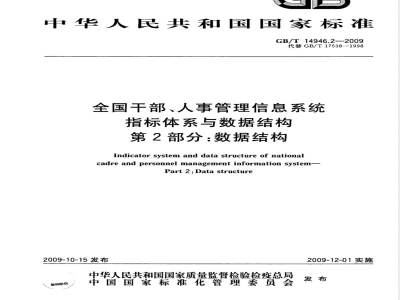 GB/T 14946.2-2009  全国干部、人事管理信息系统指标体系与数据结构 第2部分：全国干部、人事管理信息系统数据结构