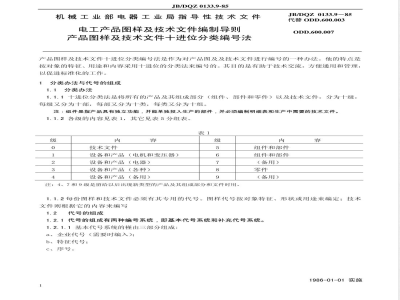 JB/DQZ 0133.9-1985 产品图样及技术文件十进位分类编号法