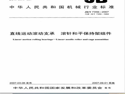 JB/T 7359-2007 直线运动滚动支承 滚针和平保持架组件