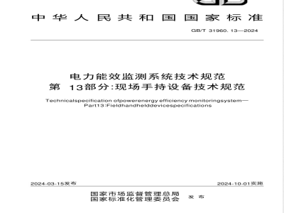 GB/T 31960.13-2024电力能效监测系统技术规范 第13部分：现场手持设备技术规范 