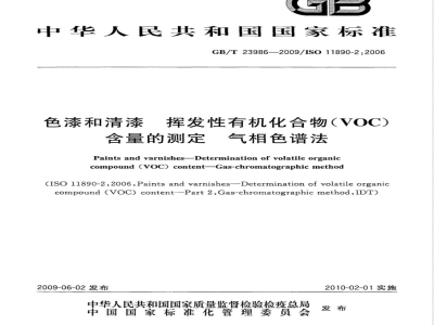 GB/T 23986-2009  色漆和清漆 挥发性有机化合物(VOC)含量的测定 气相色谱法