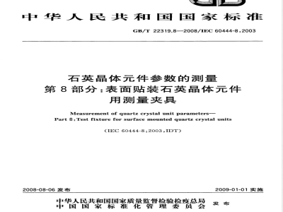 GB/T 22319.8-2008 石英晶体元件参数的测量 第8部分：表面贴装石英晶体元件用测量夹具