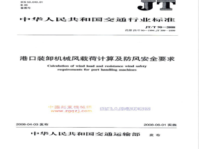 JT/T 90-2008 港口装卸机械风载荷计算及防风安全要求
