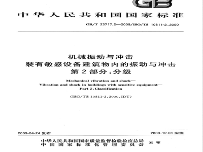 GB/T 23717.2-2009 机械振动与冲击 装有敏感设备建筑物内的振动与冲击 第2部分：分级