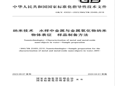 GB/Z 43032-2023纳米技术 水样中金属与金属氧化物纳米物体表征 样品制备方法 