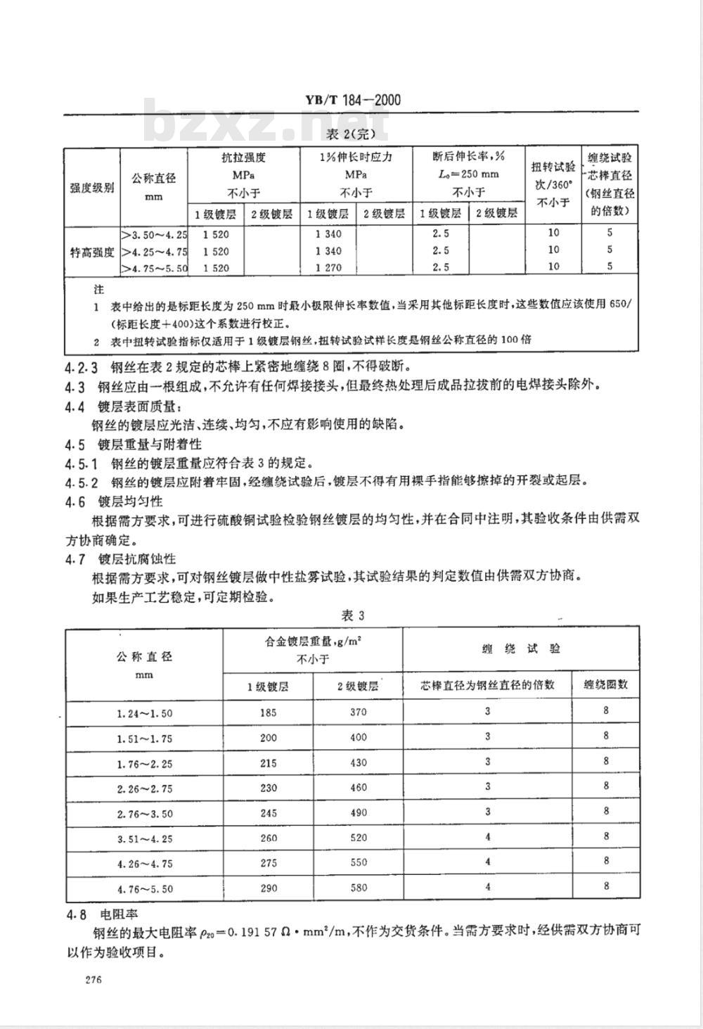 YB/T 184-2000 钢芯铝绞线用稀土锌铝合金镀层钢丝