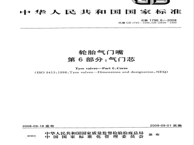 GB 1796.6-2008 轮胎气门嘴 第6部分：气门芯
