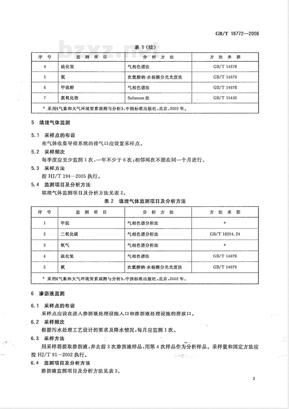 GB/T 18772-2008 生活垃圾卫生填埋场环境监测技术要求 GB/T 18772-2008 生活垃圾卫生填埋场环境监测技术要求