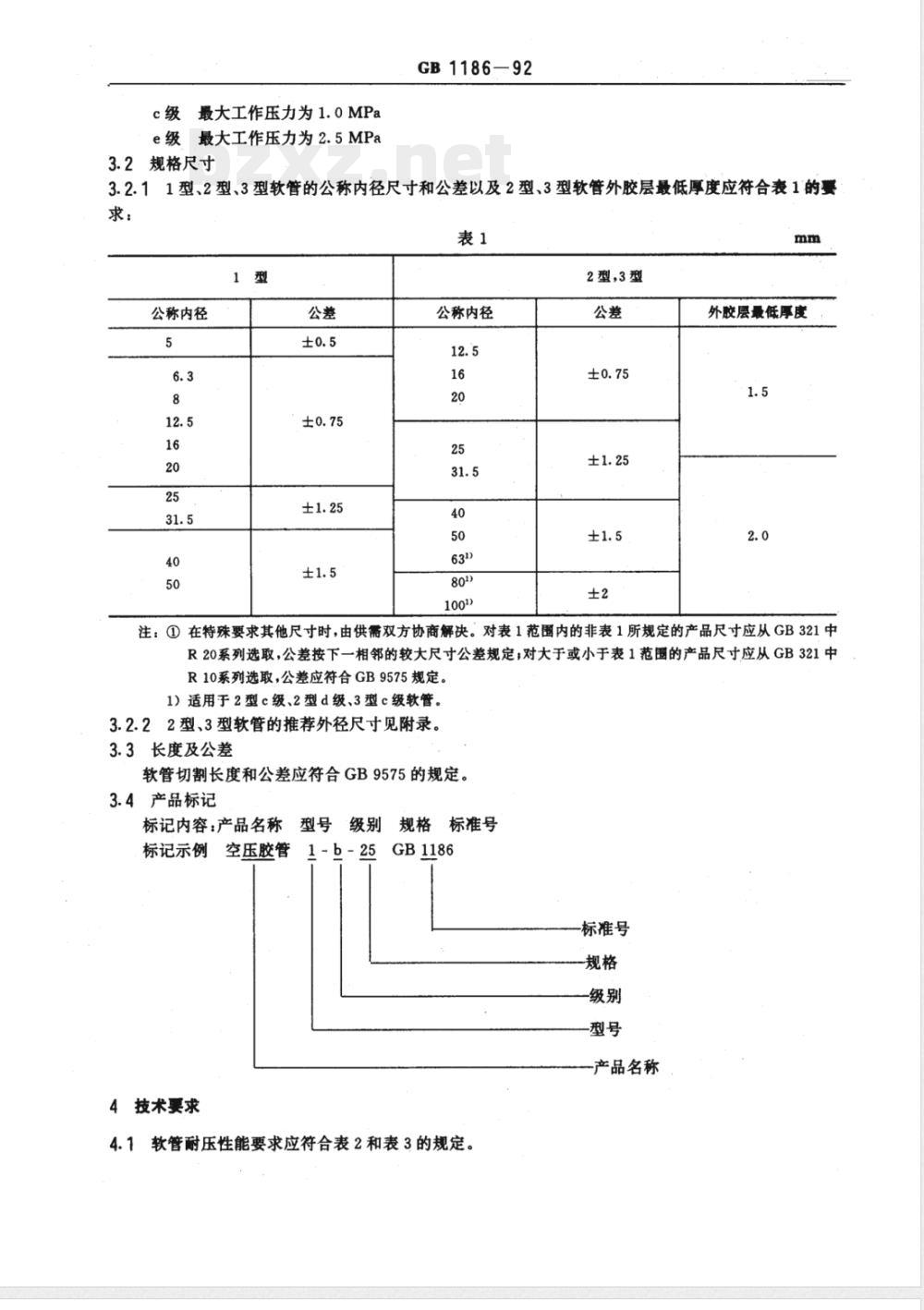 GB 1186-1992 压缩空气用橡胶软管(2.5MPa以下) GB 1186-1992 压缩空气用橡胶软管(2.5MPa以下)