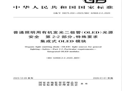 GB/T 39075.202-2023普通照明用有机发光二极管（OLED）光源 安全 第2-2部分：特殊要求 集成式OLED模块 