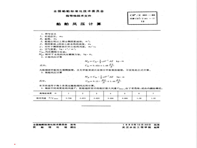 CB*/Z 301-1980 船舶风压计算