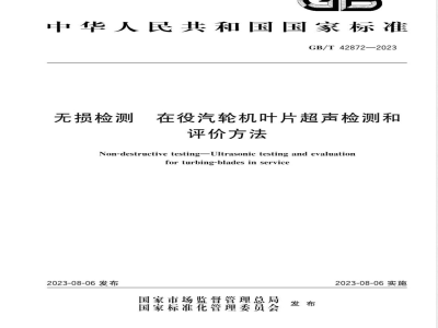 GB/T 42872-2023无损检测 在役汽轮机叶片超声检测和评价方法 
