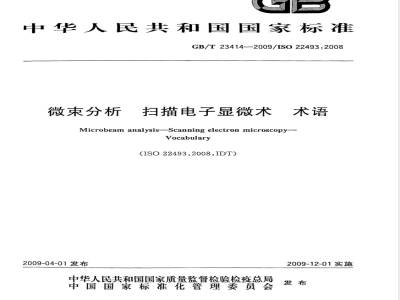 GB/T 23414-2009 微束分析 扫描电子显微术 术语