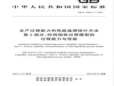 GB/T 40681.2-2023生产过程能力和性能监测统计方法 第2部分：时间相依过程模型的过程能力与性能 