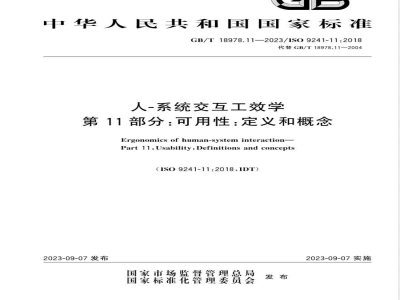 GB/T 18978.11-2023人-系统交互工效学 第11部分：可用性：定义和概念 